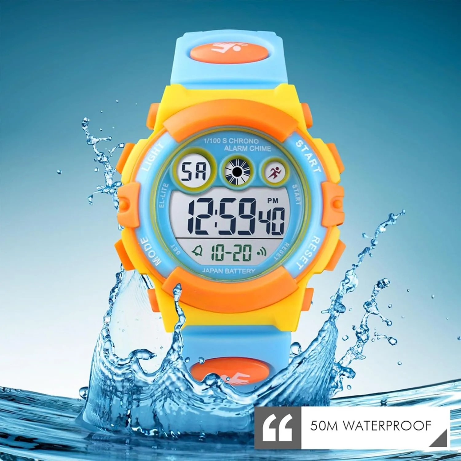 Electronic Watch with Alarm, Stopwatch, Backlight, 12 and 24 throw Hour Time, Adjustable Strap for Boys and Girls Kids Digital Sports Watch, Waterproof Outdoor 
