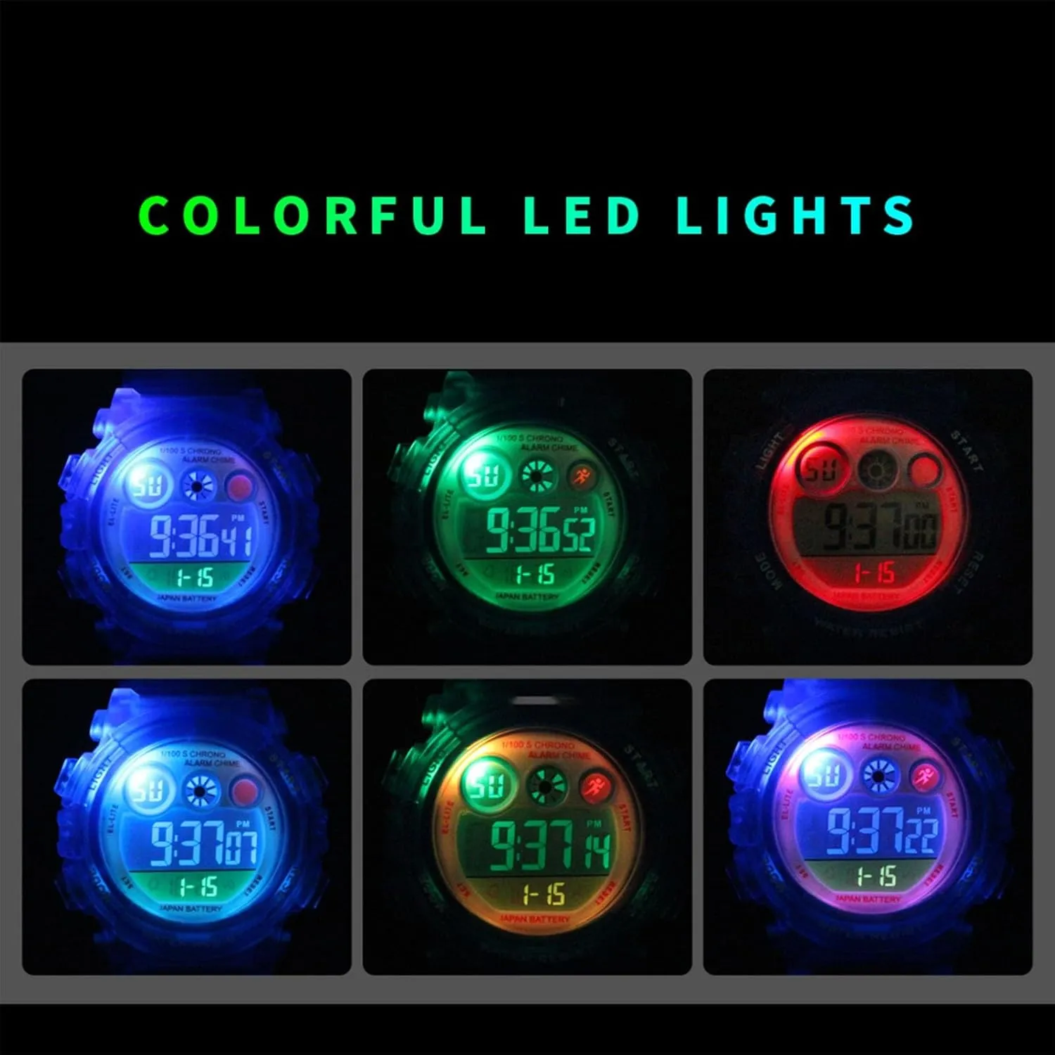 Electronic Watch with Alarm, Stopwatch, Backlight, 12 and 24 throw Hour Time, Adjustable Strap for Boys and Girls Kids Digital Sports Watch, Waterproof Outdoor 