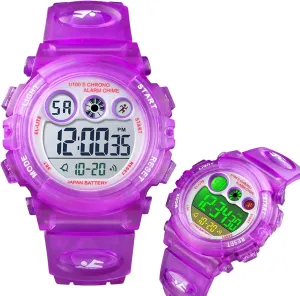 Electronic Watch with Alarm, Stopwatch, Backlight, 12 and 24 throw Hour Time, Adjustable Strap for Boys and Girls Kids Digital Sports Watch, Waterproof Outdoor 