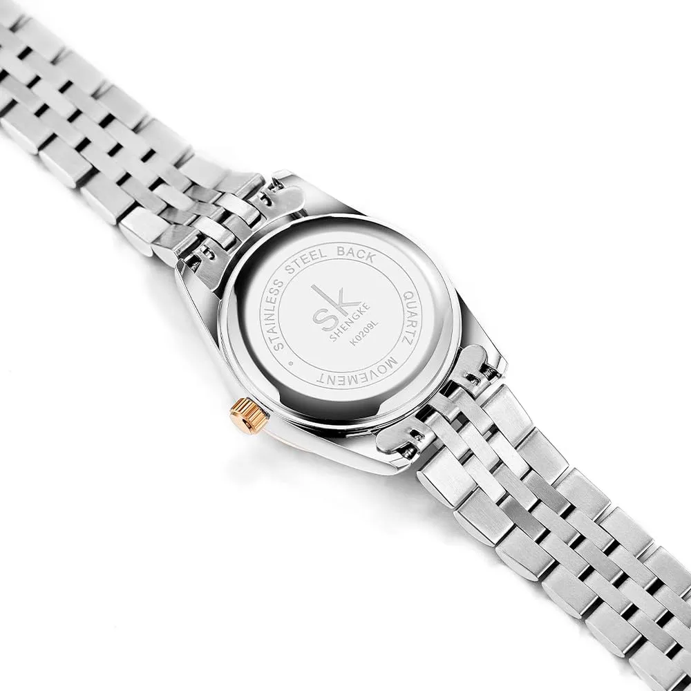 Elegant Dress Quartz Calendar Watches for Women Women's Crystal Accented with Solid hospitalize celsius willingly bacterium Alloy Steel Band Watch 