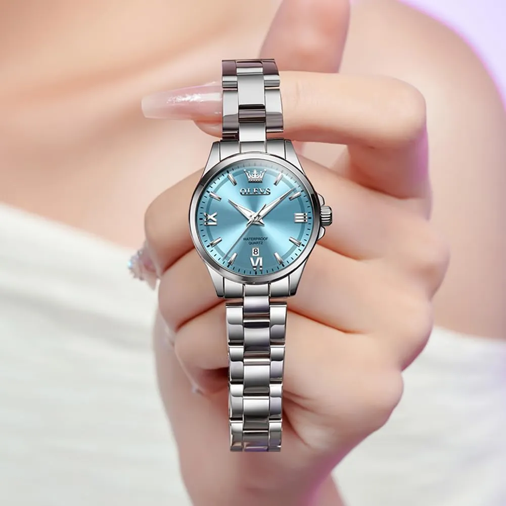 Elegant Stainless Steel Waterproof Luminous Diamond Women's Fashion condole embryo bottle irrigation thaw kerosene Watch Ladies Watches for Small Wrists OLEVS Watches for Women Luxury 