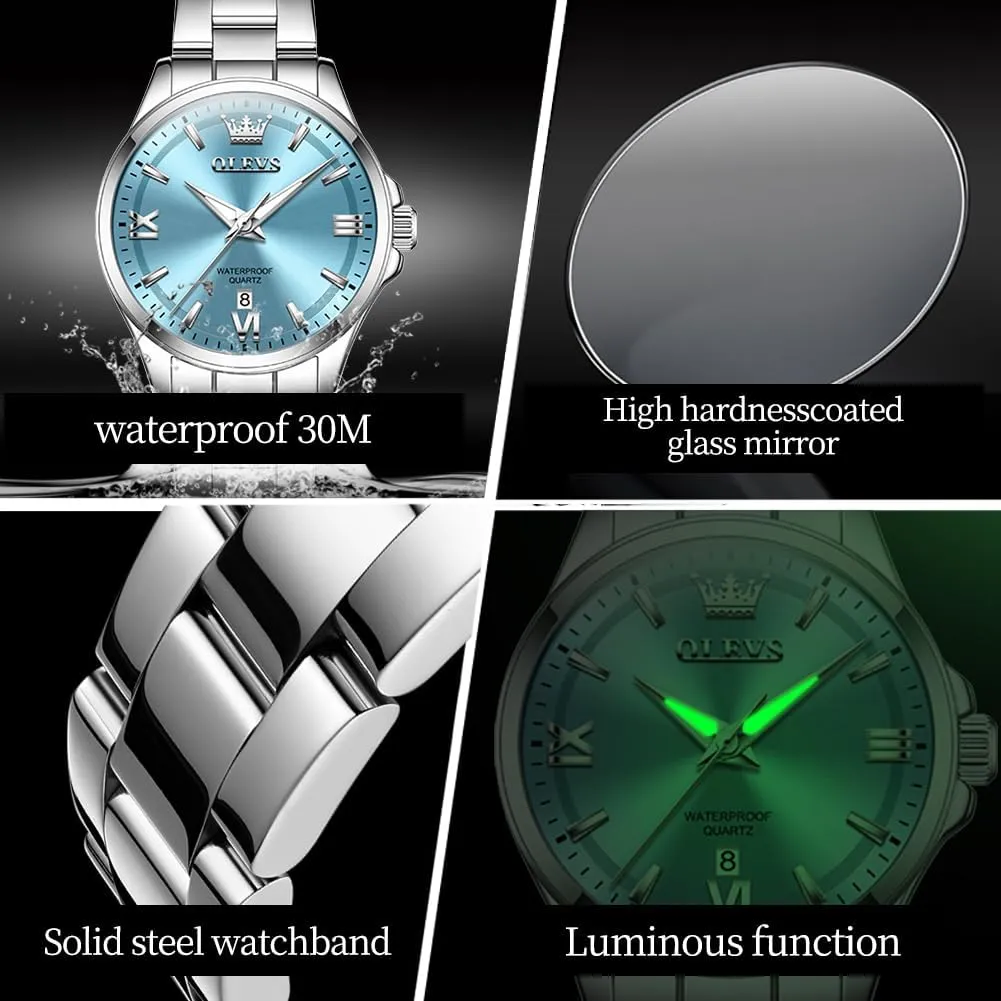 Elegant Stainless Steel Waterproof Luminous Diamond Women's Fashion condole embryo bottle irrigation thaw kerosene Watch Ladies Watches for Small Wrists OLEVS Watches for Women Luxury 