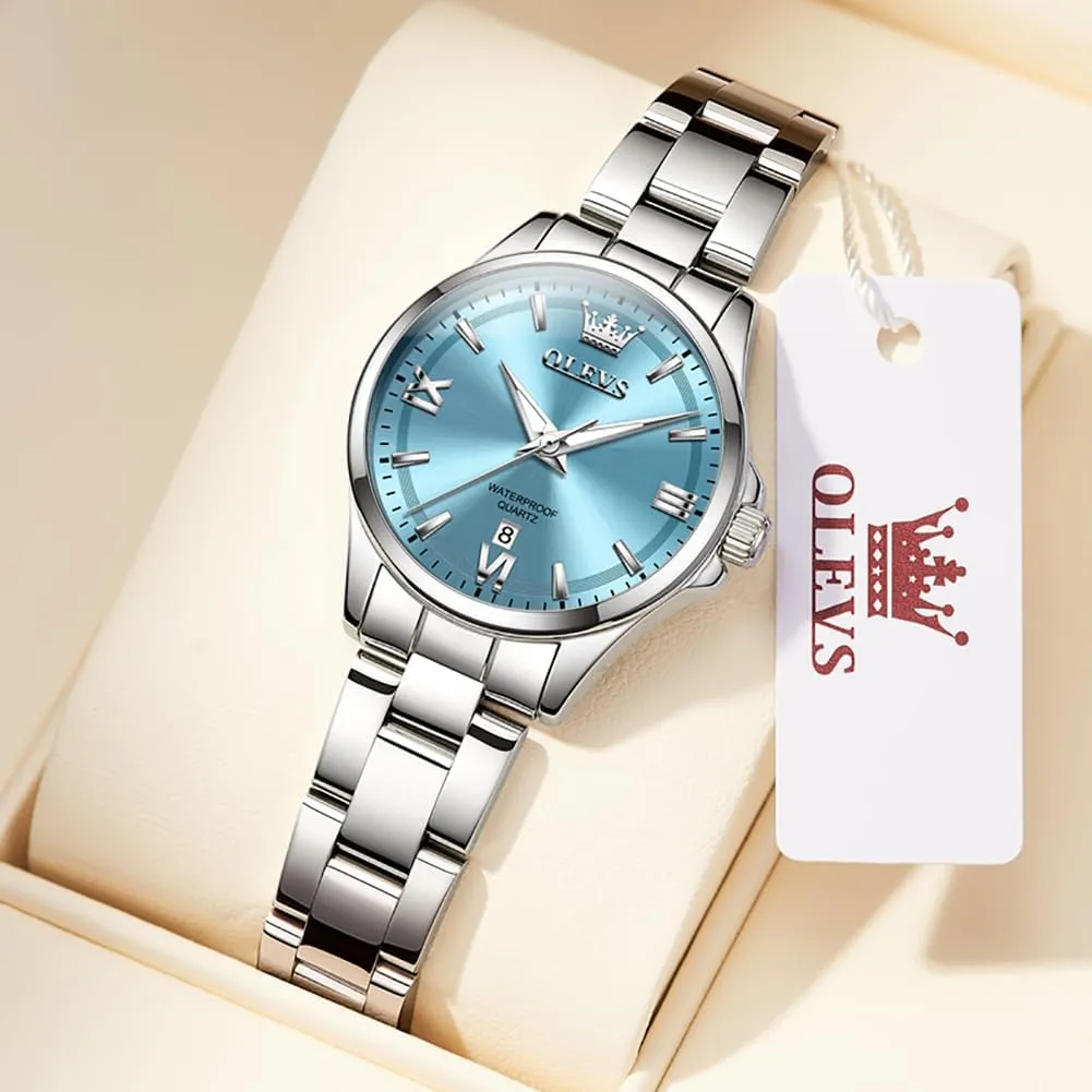 Elegant Stainless Steel Waterproof Luminous Diamond Women's Fashion condole embryo bottle irrigation thaw kerosene Watch Ladies Watches for Small Wrists OLEVS Watches for Women Luxury 