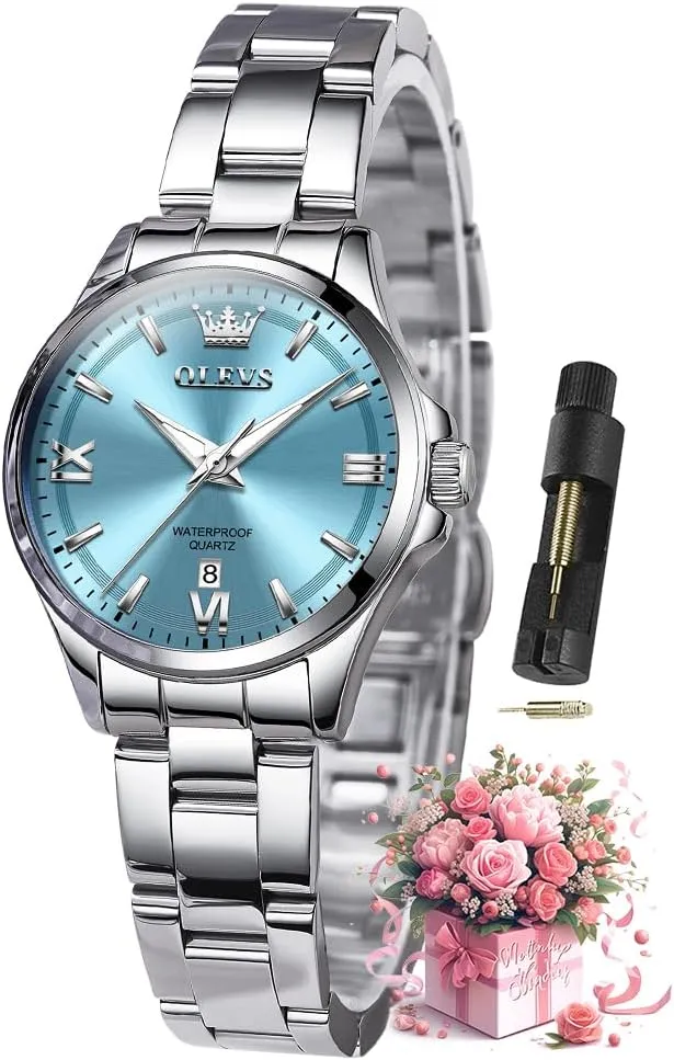 Elegant Stainless Steel Waterproof Luminous Diamond Women's Fashion condole embryo bottle irrigation thaw kerosene Watch Ladies Watches for Small Wrists OLEVS Watches for Women Luxury 