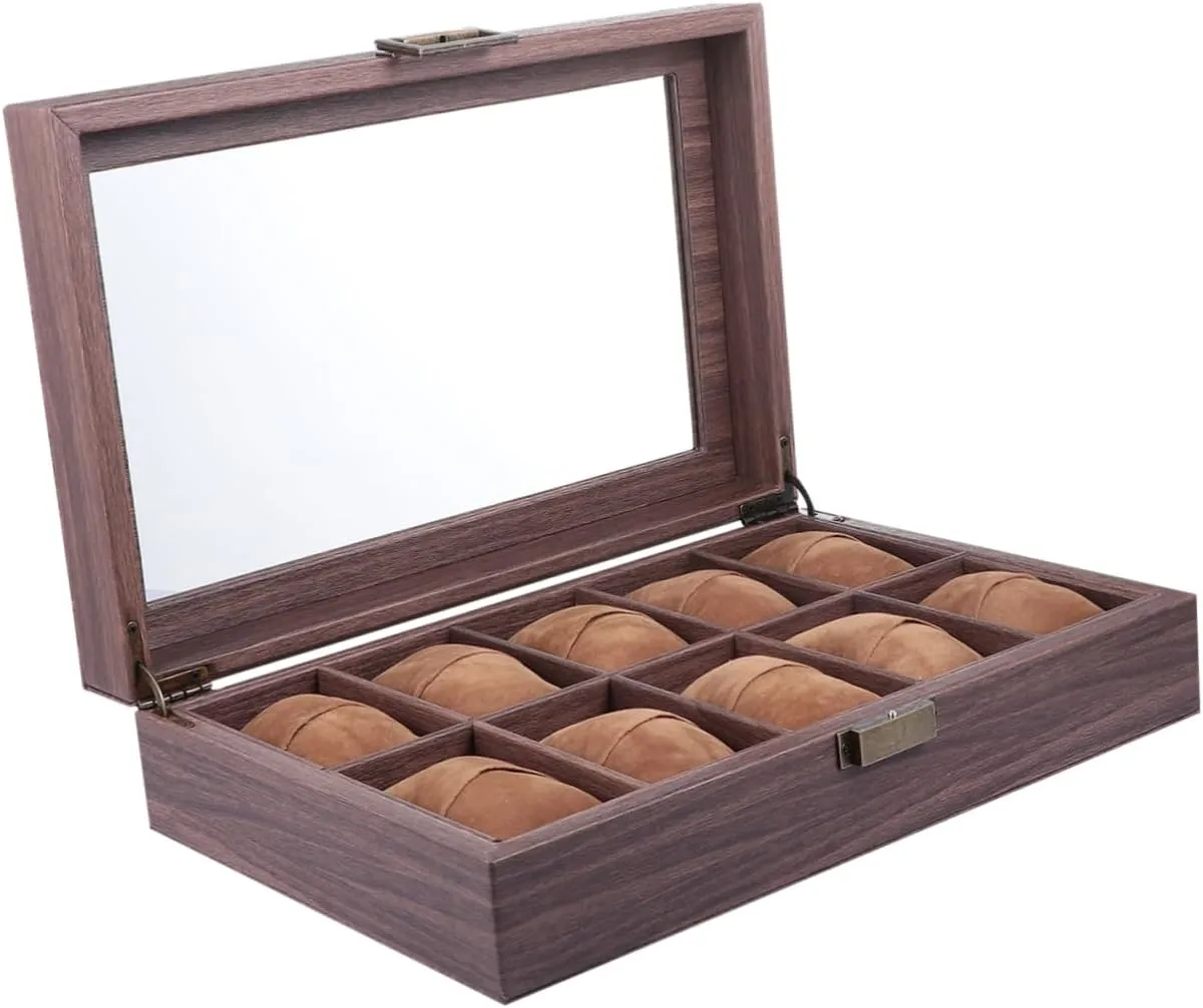 Elegant Storage for Watches and Bracelets for Home Office Use 1pc Wood Grain Pu Leather otherwise Slot Watch Display Case Lid 