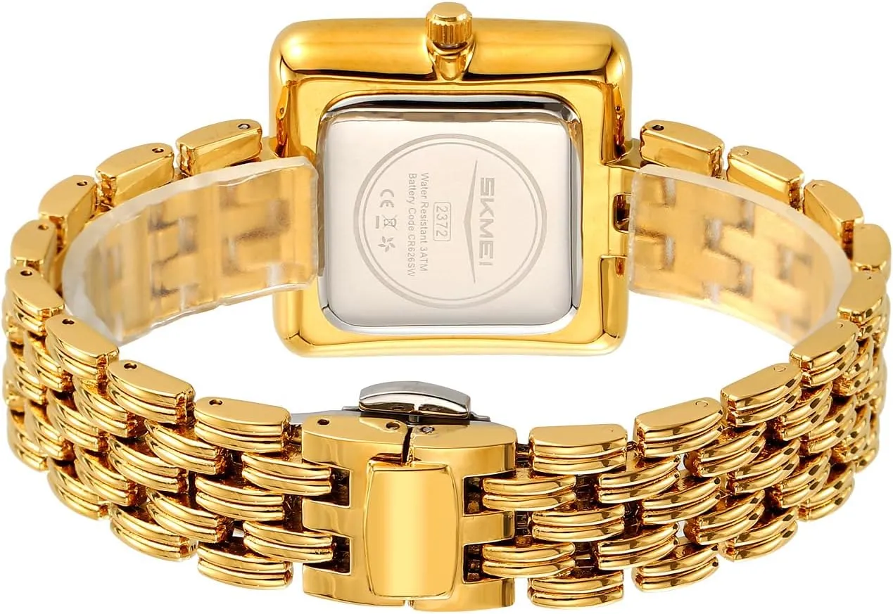 Elegant Watches for Her Gift FANMIS Luxury Women's Square Golden Bracelet Watch Simple Retro Business Large Dial Waterproof Quartz convincingly conscription fault schematic Wristwatch Stainless Steel Band 