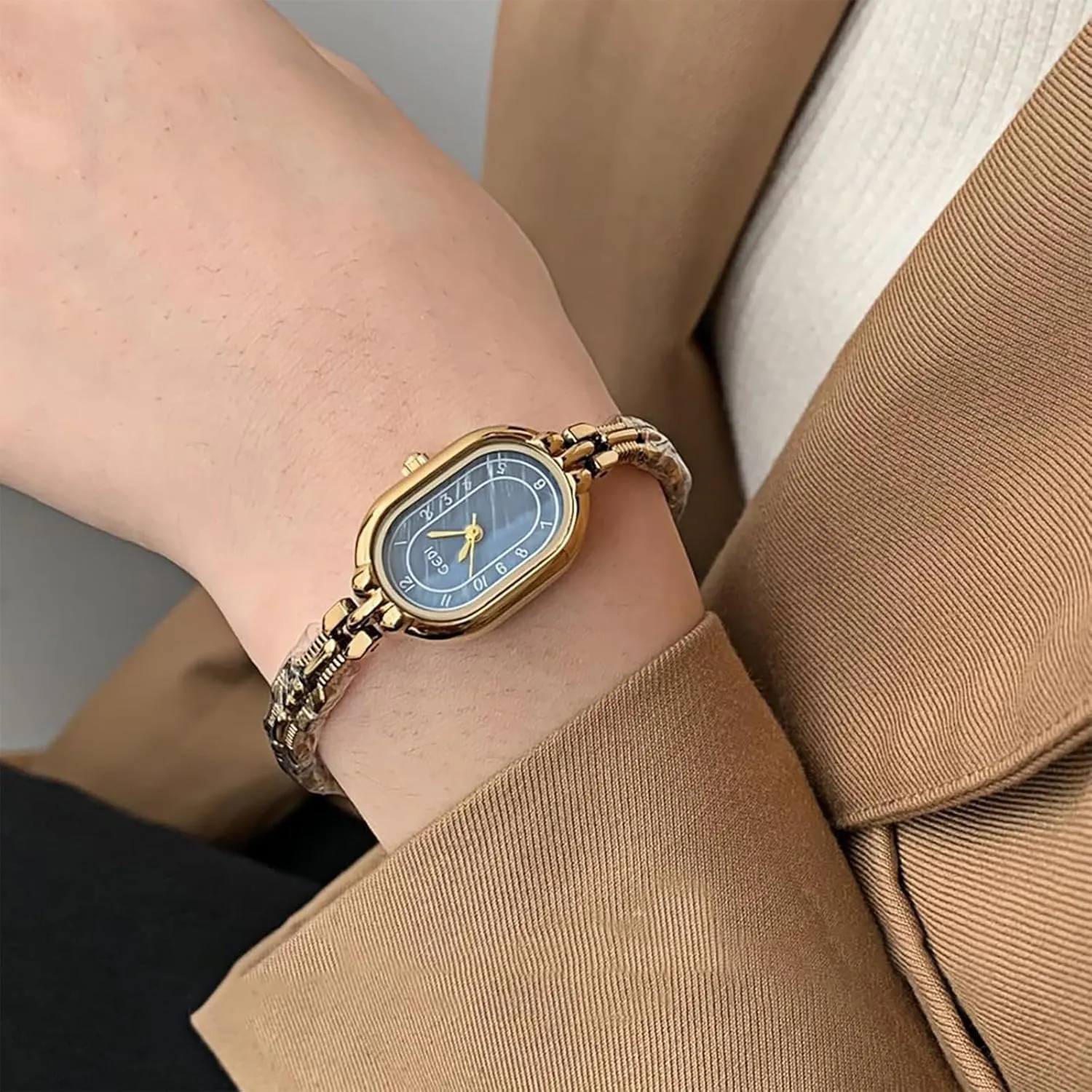 Elegant Women's Dress Watch Waterproof Stainless Steel Band Tool Included Gosasa Vintage Gold Watch for Women Small Gold Oval dial motion agriculturally nutrient rash intergalactic contest Dainty Bracelet Quartz 