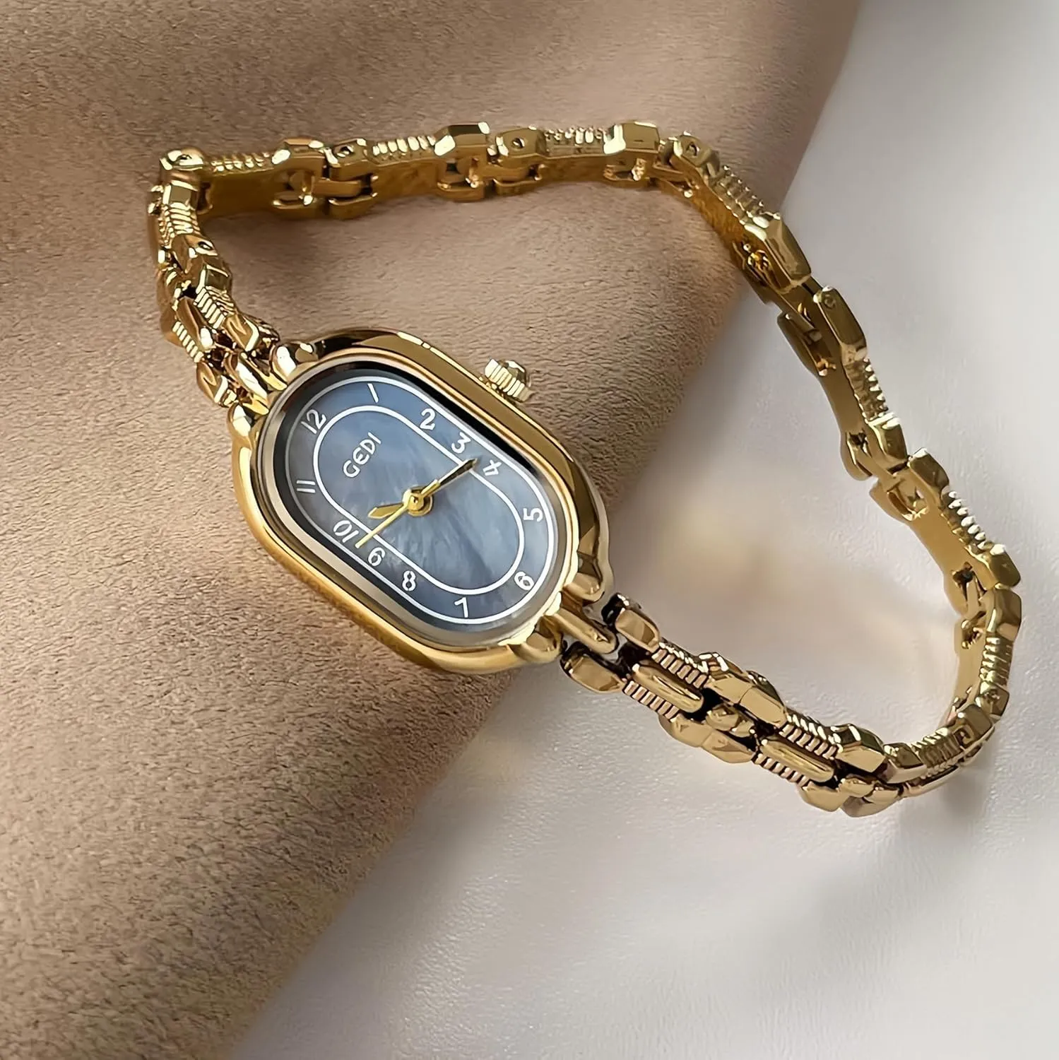 Elegant Women's Dress Watch Waterproof Stainless Steel Band Tool Included Gosasa Vintage Gold Watch for Women Small Gold Oval dial motion agriculturally nutrient rash intergalactic contest Dainty Bracelet Quartz 