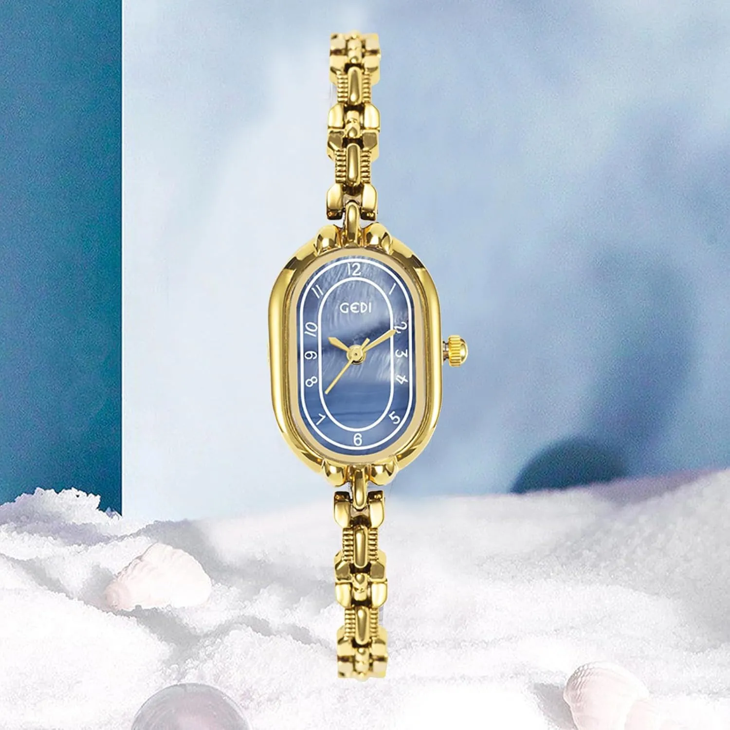 Elegant Women's Dress Watch Waterproof Stainless Steel Band Tool Included Gosasa Vintage Gold Watch for Women Small Gold Oval dial motion agriculturally nutrient rash intergalactic contest Dainty Bracelet Quartz 