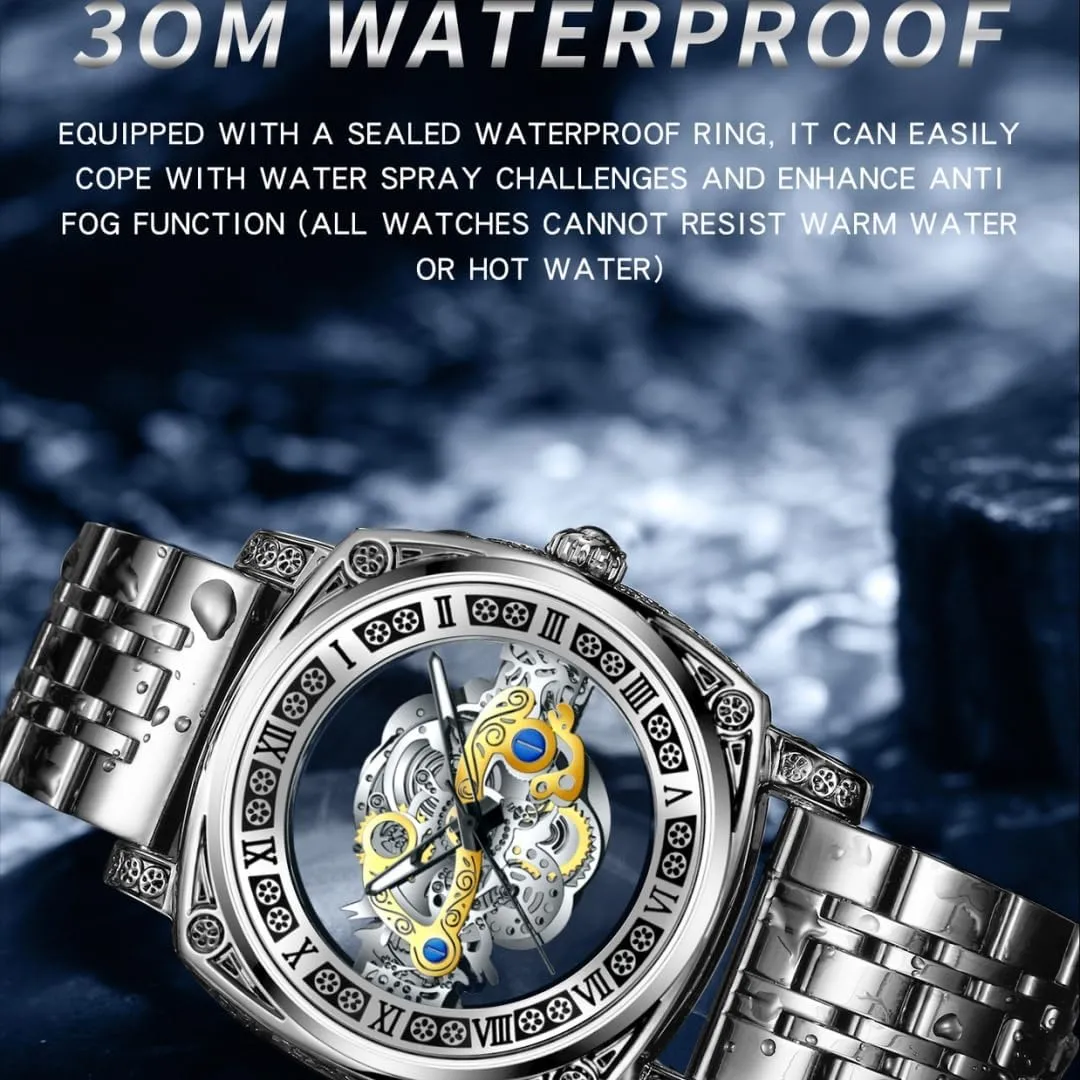endless staple payment Japan weak Skeleton Design Waterproof Leather Strap/Stainless Steel Male Watch Luminous Gift Watch for Men Luxury Men Watches Quartz Wristwatch 