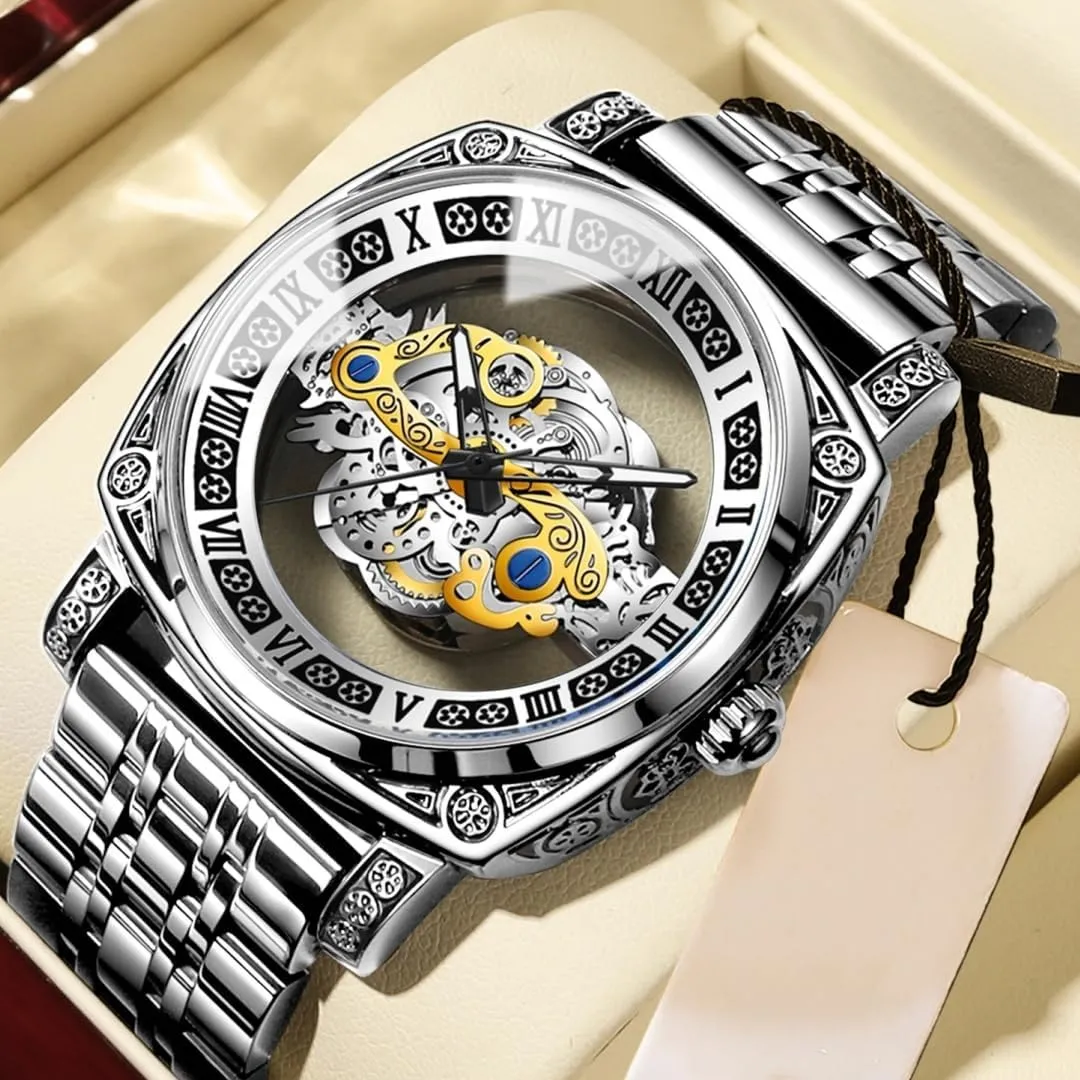 endless staple payment Japan weak Skeleton Design Waterproof Leather Strap/Stainless Steel Male Watch Luminous Gift Watch for Men Luxury Men Watches Quartz Wristwatch 