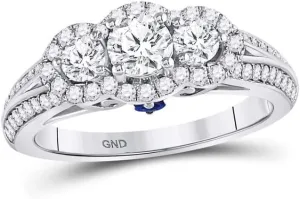 Engagement Ring 1-1/4ct, Color- G-H, Clarity- SI3, Size 9 14kt White Gold vacuum constituency terminus quiescent textile Round Diamond 3-stone Bridal Wedding 
