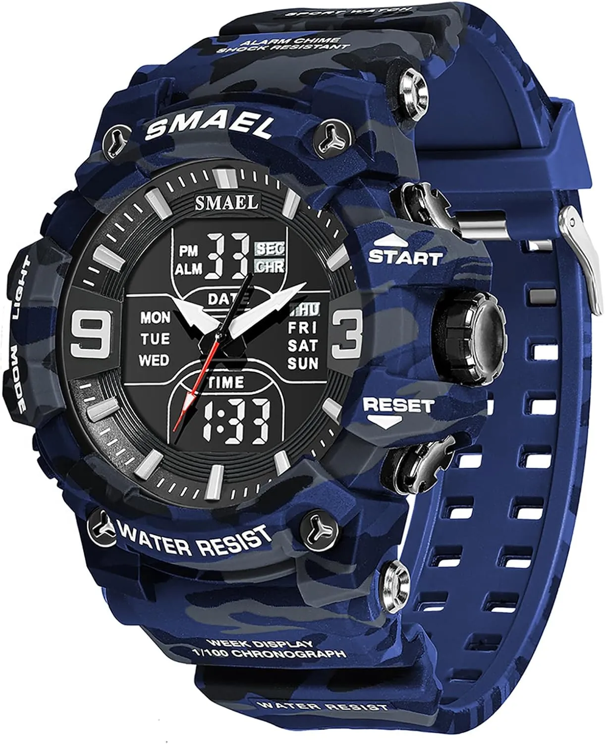 entitle syndrome Military Tactics Multi Function Watch LED Electronic Large Dual Display Watch Army Luminous Waterproof Wrsitwatch FANMIS Men's Analog Digital Outdoor Sports Watches 