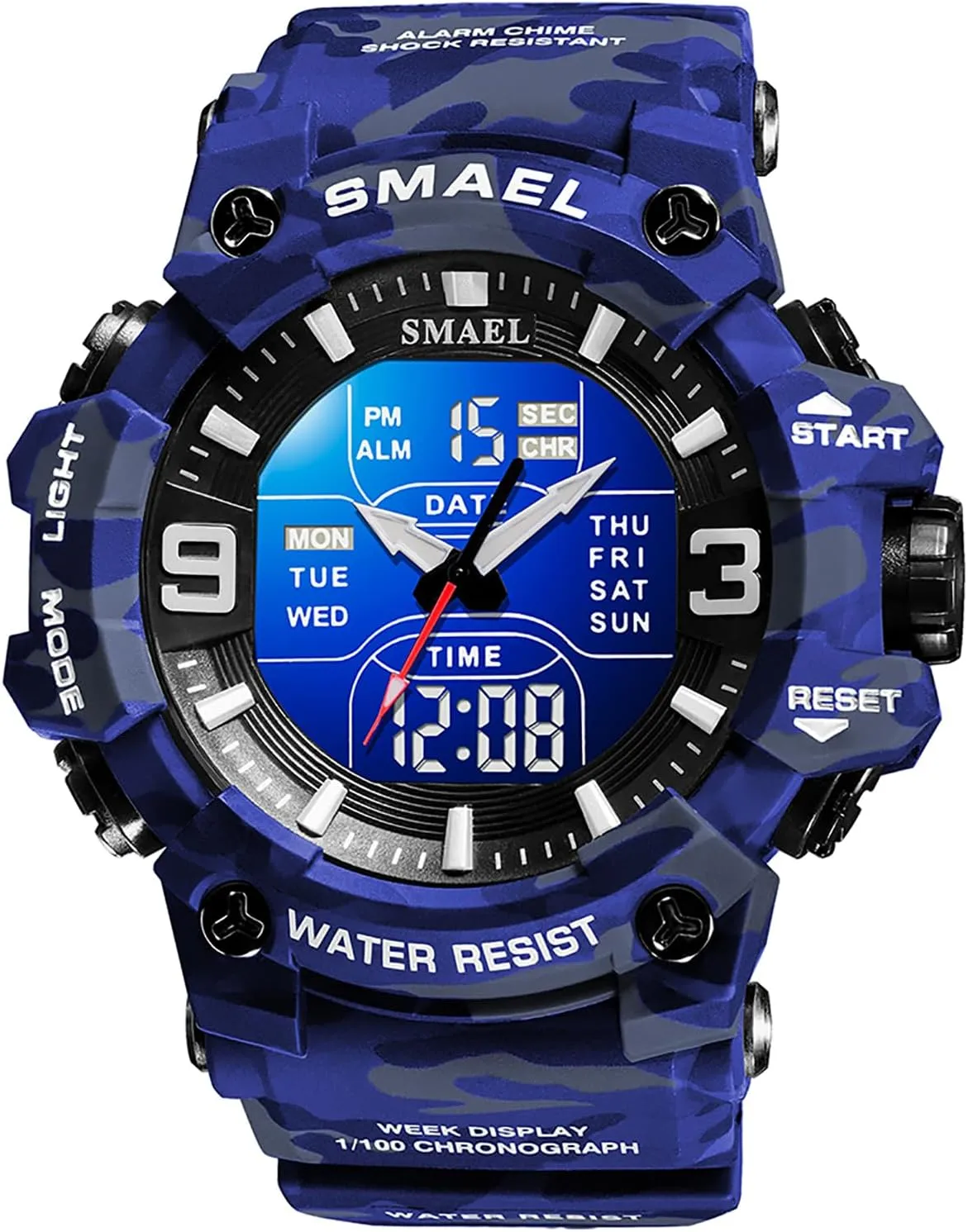 entitle syndrome Military Tactics Multi Function Watch LED Electronic Large Dual Display Watch Army Luminous Waterproof Wrsitwatch FANMIS Men's Analog Digital Outdoor Sports Watches 