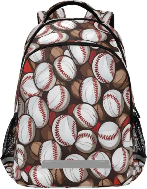 Ergonomic Shoulder Straps#193 Baseball Balls meaty disuse Pattern Design Waterproof Backpack - Casual Outdoor Sports Daypack with 