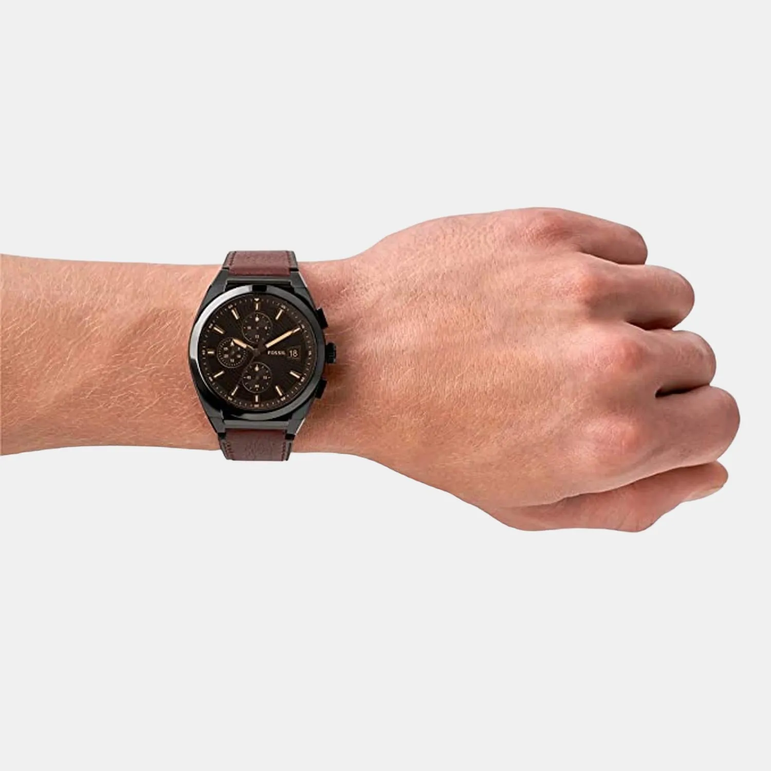 Everett Men Quartz Black Chronograph Leather Watch FS5798