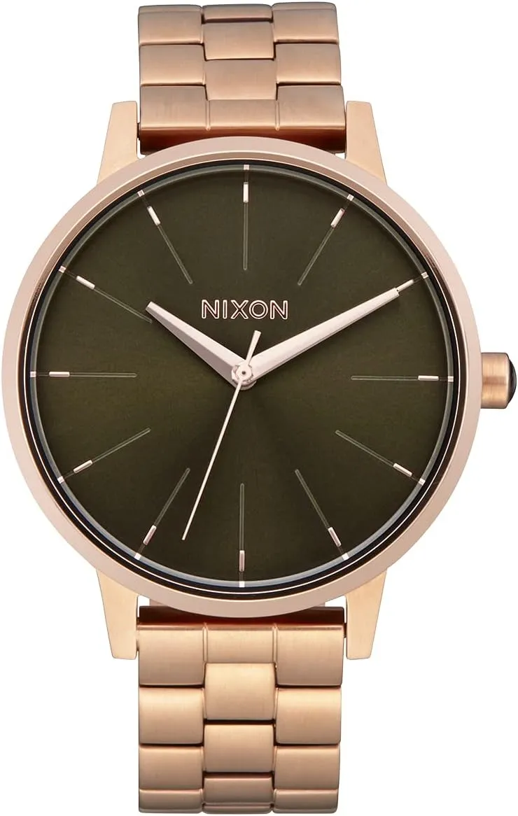 Face, 16mm Stainless Steel Band) NIXON Kensington A099 - stew shrub knife Rose Gold/Olive Sunray - 50m Water Resistant Women's Analog Classic Watch (37mm Watch 