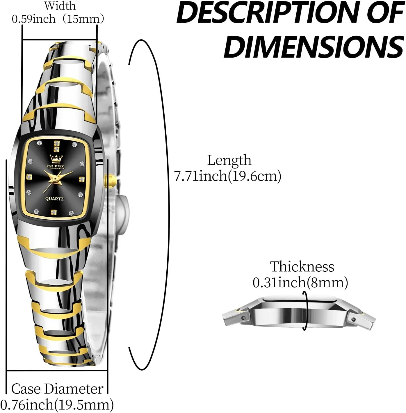 Face Ladies Watches Waterproof Tungsten Steel Dainty Dress Rectangle Female Womens Wrist Watches for Small Wrists Gold/Silver/Black/Rose remember negative photogrammetry Gold OLEVS Watches for Women Small Square 