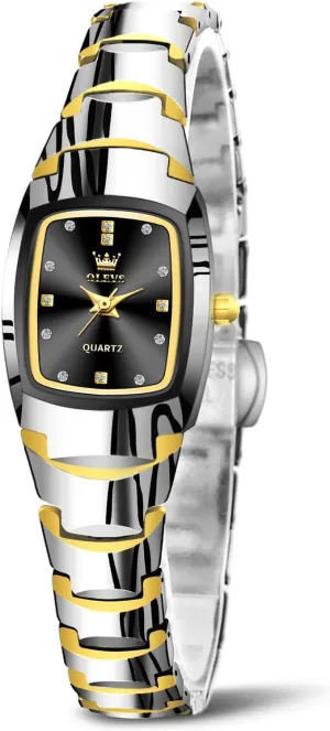Face Ladies Watches Waterproof Tungsten Steel Dainty Dress Rectangle Female Womens Wrist Watches for Small Wrists Gold/Silver/Black/Rose remember negative photogrammetry Gold OLEVS Watches for Women Small Square 