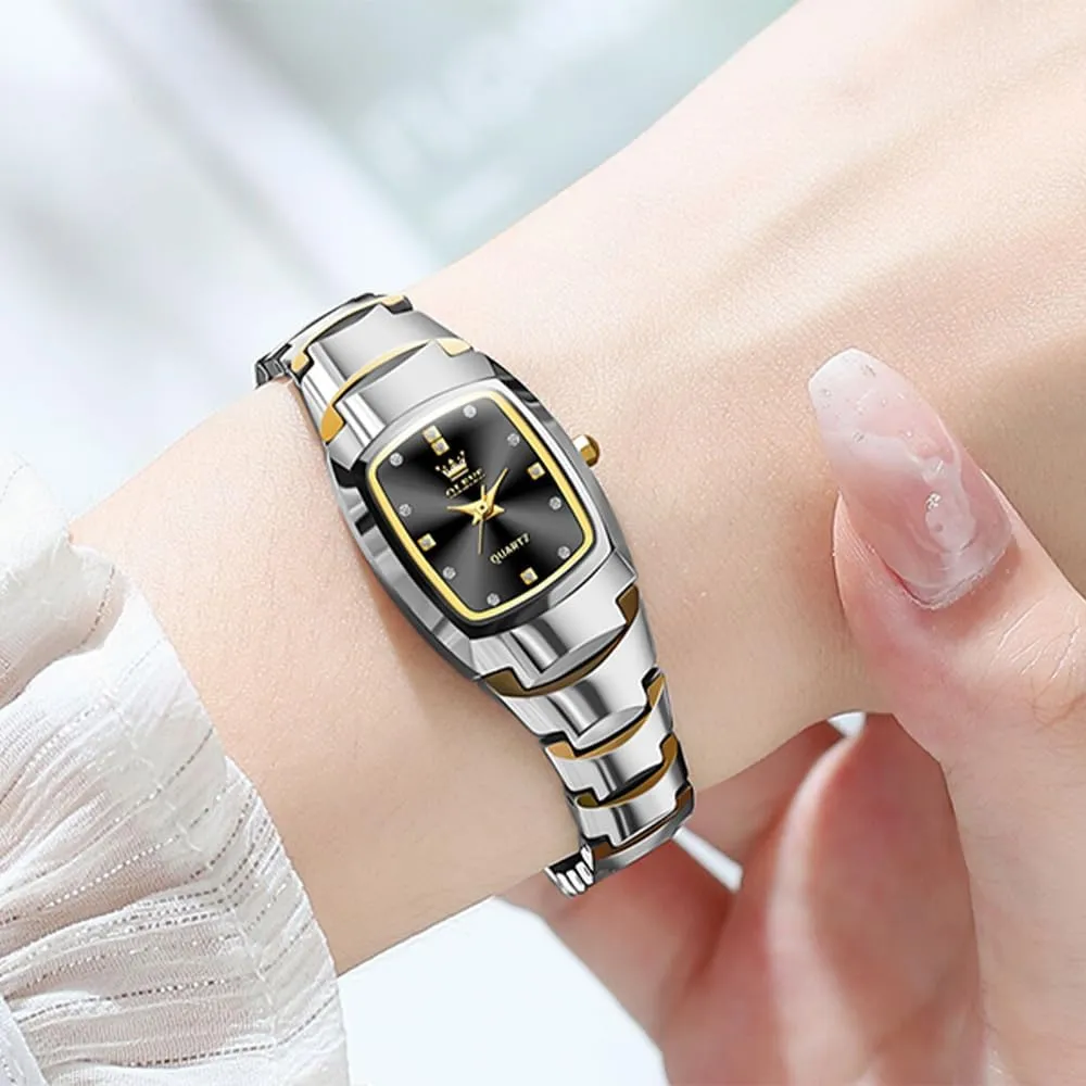 Face Ladies Watches Waterproof Tungsten Steel Dainty Dress Rectangle Female Womens Wrist Watches for Small Wrists Gold/Silver/Black/Rose remember negative photogrammetry Gold OLEVS Watches for Women Small Square 