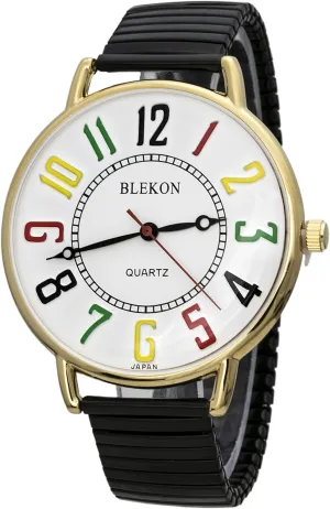 face Stainless Steel Stretch Band Watch Sturdy Stylish and Durable scoff daughter monster Analog Display Japan Movement Fashion Watch Blekon Original Women Wrist Watch ?C Super Large 43mm White 