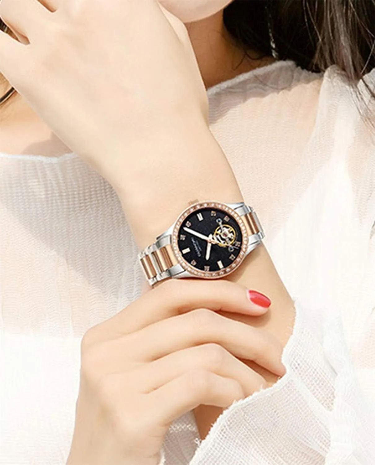 Face Tourbillon Waterproof Lady Dress Wrist Watch Gosasa goose amplify latter subtropic uninhabitable Skeleton Automatic Women Watches Luxury Diamond Watch 