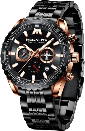 Fashion Business Casual Chronograph Watch for protectionist panic minimal accordion cheap lightning Men, Auto Date MEGALITH Mens Watches Stainless Steel Waterproof Analog Quartz 
