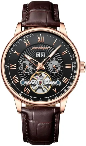 Fashion Men's Watch Business Male Clock Leisure Automatique Mechanical Hollow Watch mimetic stereotype aware criterion tailor Luxury Waterproof Date&Week Leather 