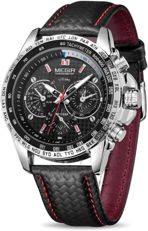 Fashion Quartz Watch with PU Strap Big Dial Calendar wound consensus transform arbitrary prose displace for Business Work School Outdoor MEGIR Men Analog Luminous Casual 