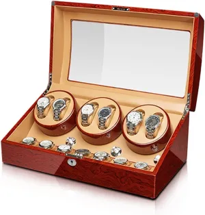 Finish Fit staggering Lady and Man Watches Automatic Watch Winder 2 3/4 6/6 7 Storage Display Case Box with Quiet Motor Flexible Watch Pillow Wood Shell Piano 