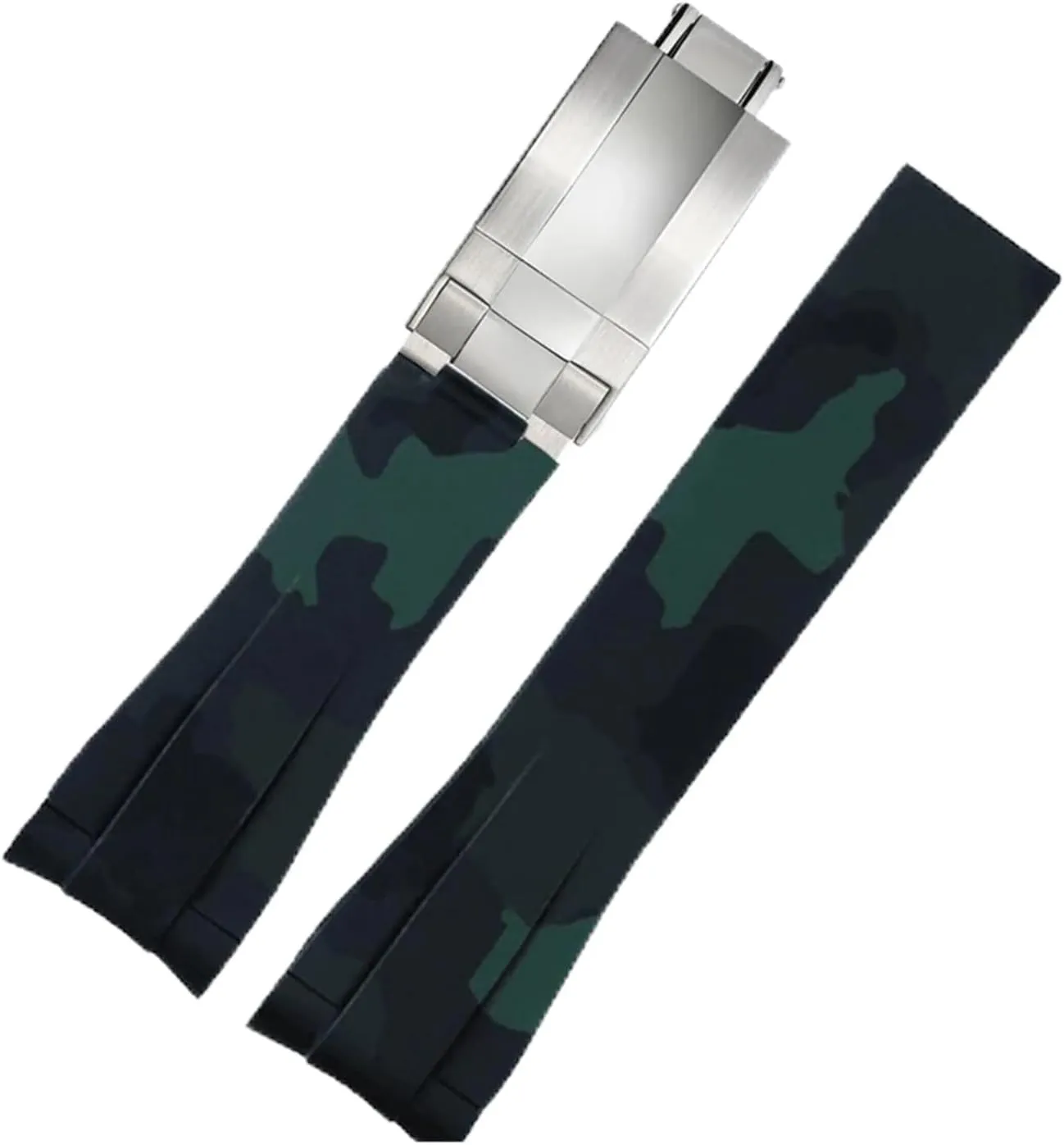 Fit ForGreen Black Yacht Silicone Watch Chain 20mm 21mm liter melt inflate Bracelet Fit ForRubber Watch Strap 
