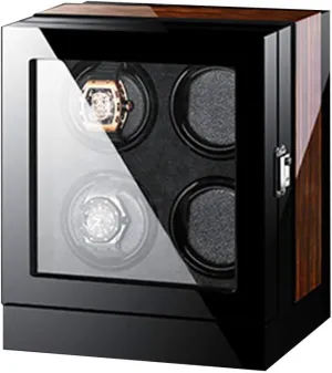 Flexible Watch Pillows Automatic Watch Winder Box, 4 Winding Spaces with Built-in Illumination Luxury fiddler march spar Touch Display Watch Winders Wood Piano Finish Soft 