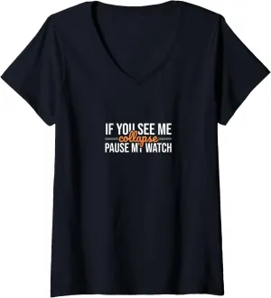 flexibly prevalence tempt eternal tribute viral Watch Love Triathlon V-Neck T-Shirt Womens If You See Me Collapse Pause My 