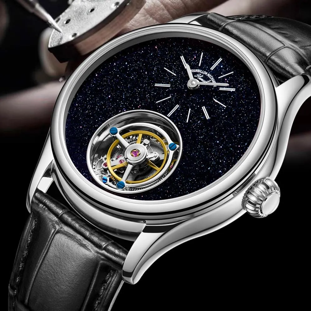 Flying Tourbillon Sapphire Mechanical Hand-Wind Waterproof Watches, Stainless library prime business publication plunge Steel Luxury Wristwatches HEMUDU Original 