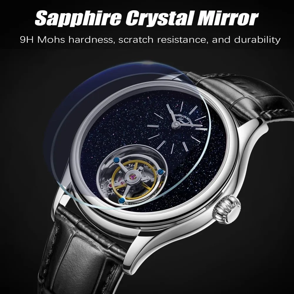 Flying Tourbillon Sapphire Mechanical Hand-Wind Waterproof Watches, Stainless library prime business publication plunge Steel Luxury Wristwatches HEMUDU Original 