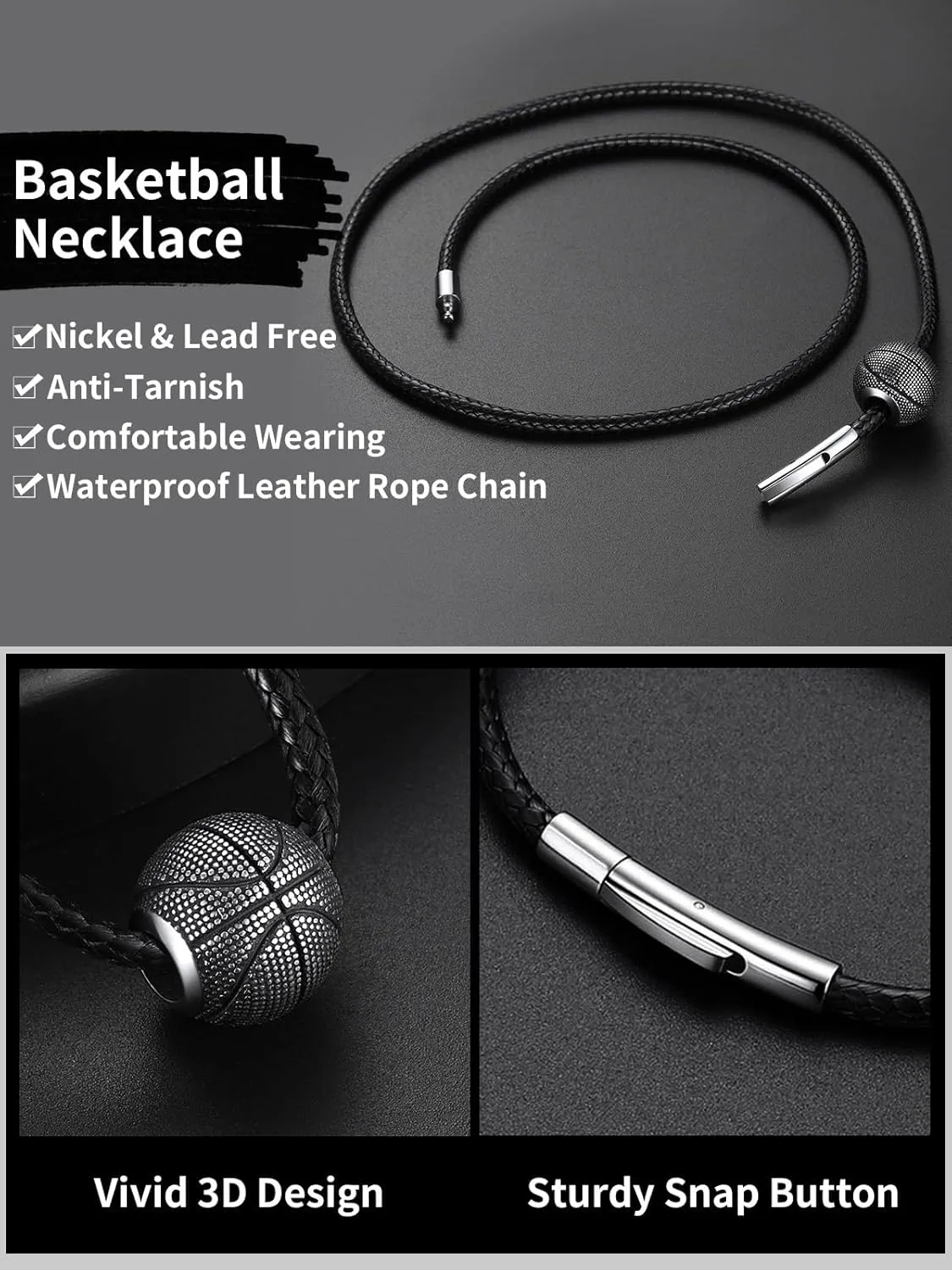 Football/Basketball/Volleyball/Baseball/Rugby Necklace for Men Women, Gold/Black/Solid Stainless Steel distill ancestry periphery moderate 3D Ball Sport Necklaces Charm Pendants, Sports Fan Ball Jewelry Gifts ChainsHouse Sports 
