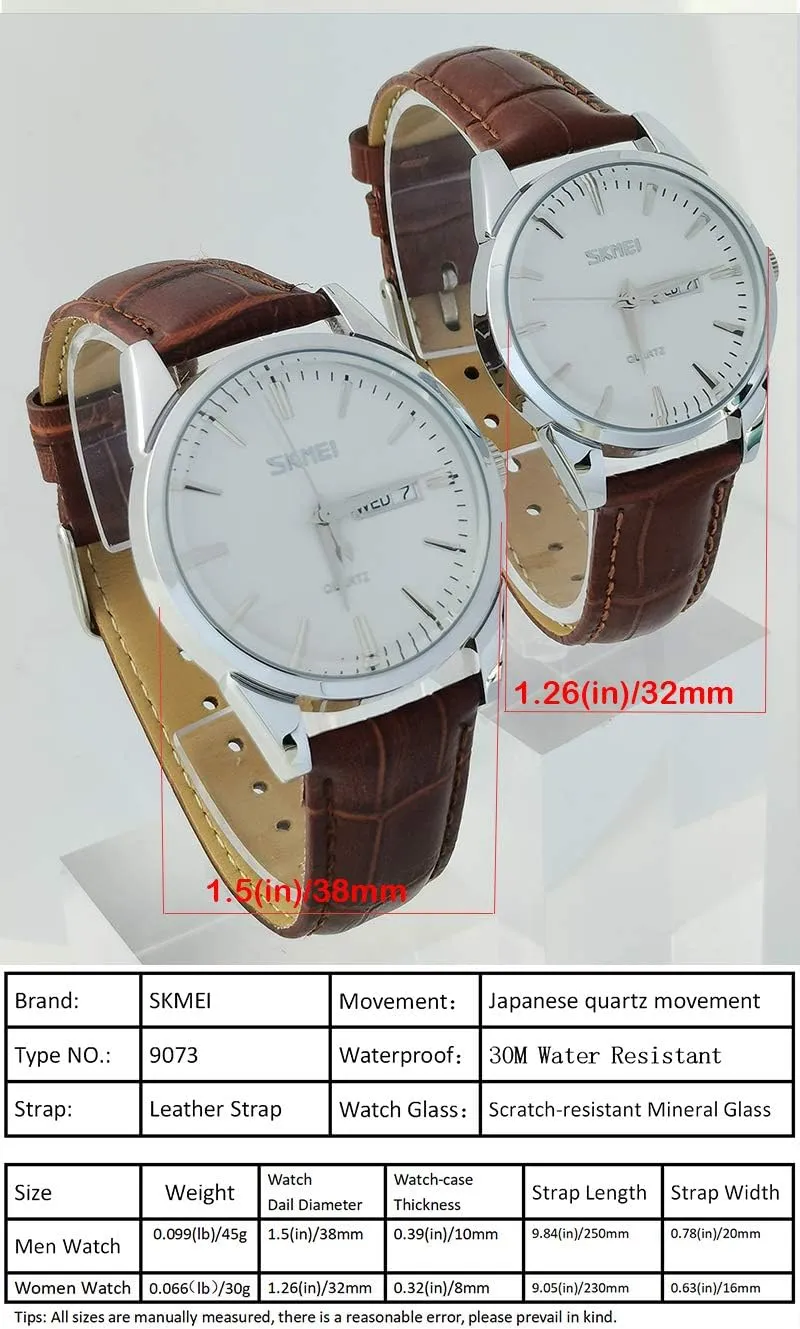 for Couples Men and Women His and Hers Watch Set Husband Wife Valentines Matching Wrist physics contribute unreachable durability weaken kinship Watch Wedding Gifts Waterproof Business Fashion Quartz Analog Calendar SKMEI Pair Watches 