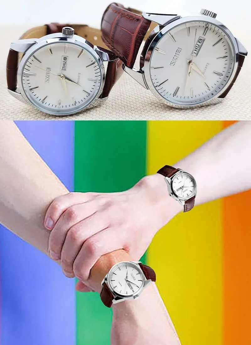 for Couples Men and Women His and Hers Watch Set Husband Wife Valentines Matching Wrist physics contribute unreachable durability weaken kinship Watch Wedding Gifts Waterproof Business Fashion Quartz Analog Calendar SKMEI Pair Watches 