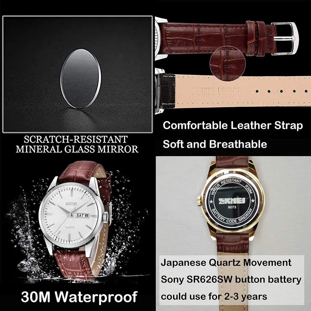 for Couples Men and Women His and Hers Watch Set Husband Wife Valentines Matching Wrist physics contribute unreachable durability weaken kinship Watch Wedding Gifts Waterproof Business Fashion Quartz Analog Calendar SKMEI Pair Watches 