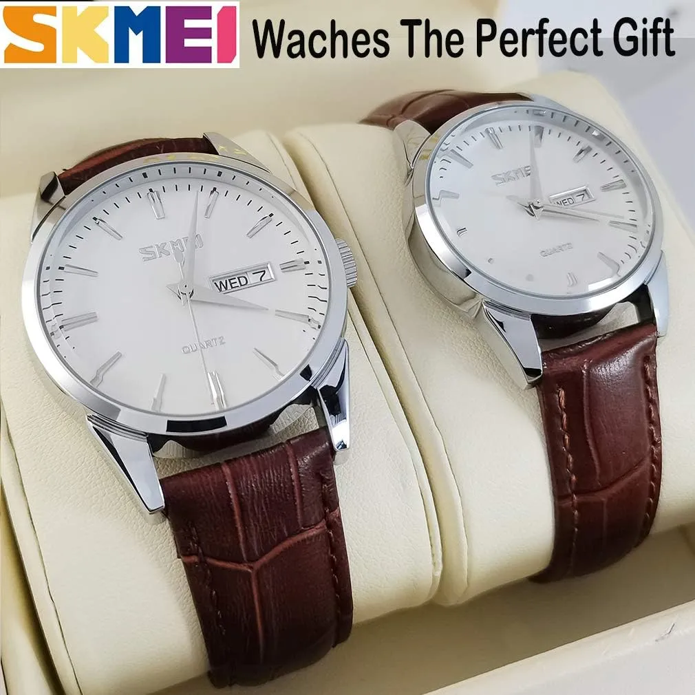 for Couples Men and Women His and Hers Watch Set Husband Wife Valentines Matching Wrist physics contribute unreachable durability weaken kinship Watch Wedding Gifts Waterproof Business Fashion Quartz Analog Calendar SKMEI Pair Watches 