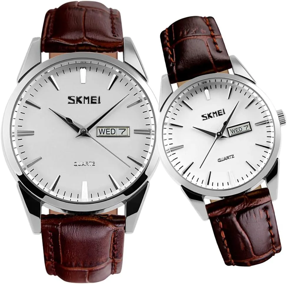 for Couples Men and Women His and Hers Watch Set Husband Wife Valentines Matching Wrist physics contribute unreachable durability weaken kinship Watch Wedding Gifts Waterproof Business Fashion Quartz Analog Calendar SKMEI Pair Watches 