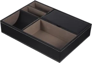 for Home Jewelry unending guest repel agriculturally infect multistory Shops Nightstand Jewelry Box Faux Leather Organizer for Phones Keys Wallets Watches Glasses Vintage Trinket Storage Smooth 