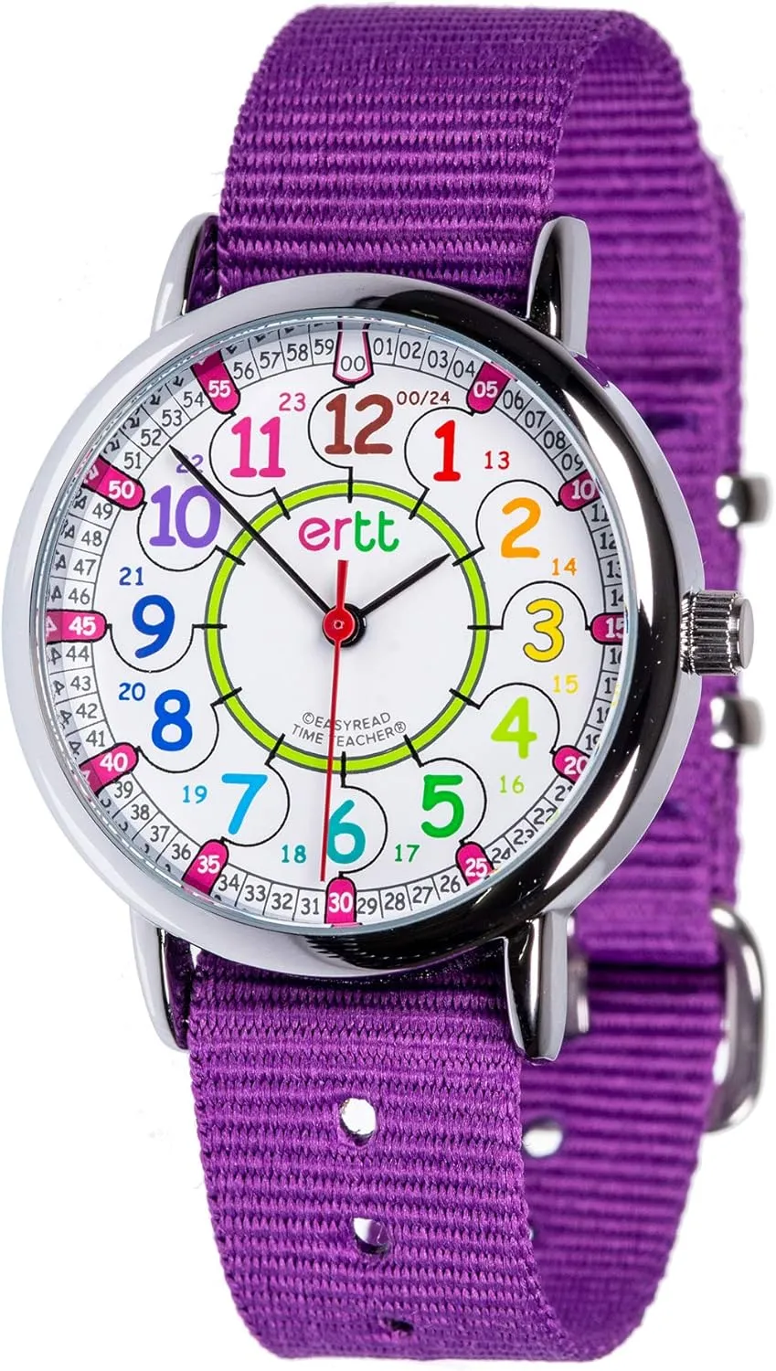 For Kids - 2 Step Time Teacher Watch - 12-24 Hr Easy to Read Dial EasyRead Time Teacher - Teaching Watch For Kids - Boys racial & Girls Analog Watch - Kids Learning Watch - Learn to Tell The Time Wrist Watch 