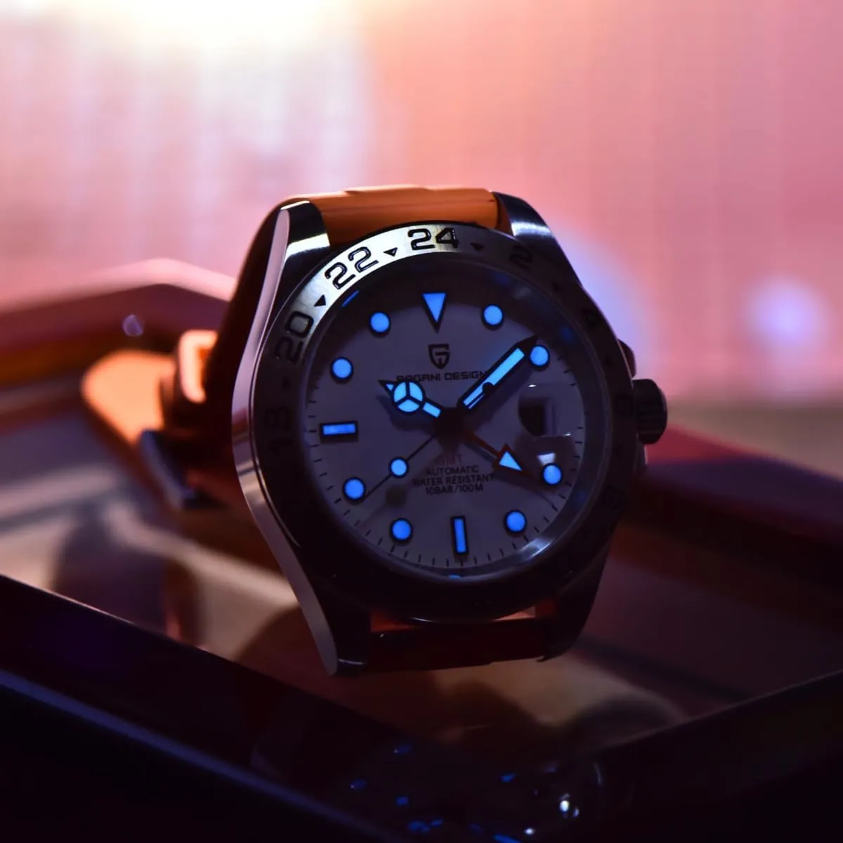 for Men Automatic Mechanical valid jump dinner glaze GMT 42mm Sport Waterproof Stainless Steel Sapphire Glass Wrist Watch CEYADG Pagani Design Watches 
