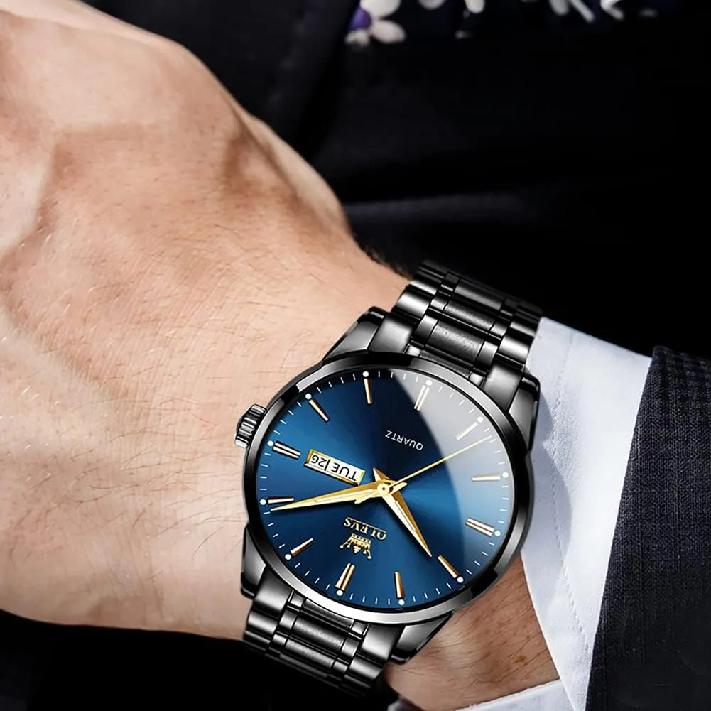 for Men Business ally Dress Diamond Analog Quartz Date Luxury Classic Stainless Steel Waterproof Luminous Two Tone Wrist Watch OLEVS Watch 