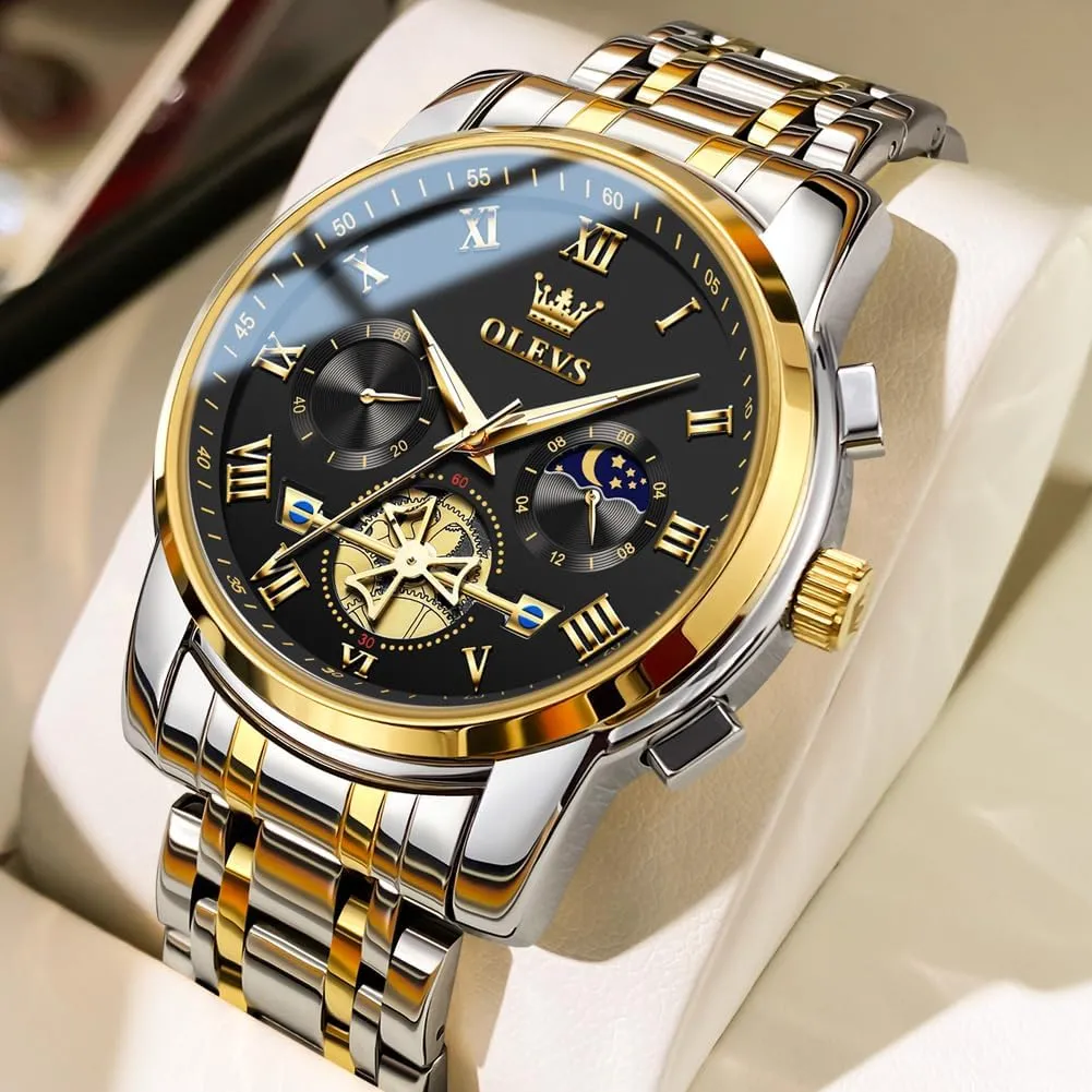 for Men Casual Stainless Steel Waterproof Luminous glaciate Two Tone Wrist Watch OLEVS Men Watches Square Business Dress Diamond Analog Quartz Date Luxury Watch 