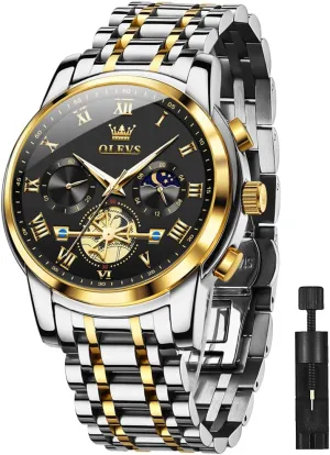 for Men Casual Stainless Steel Waterproof Luminous glaciate Two Tone Wrist Watch OLEVS Men Watches Square Business Dress Diamond Analog Quartz Date Luxury Watch 