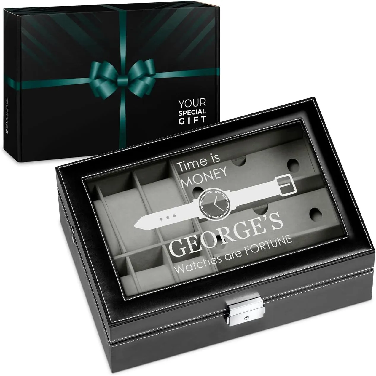 for men - Customized display case - fortune Maverton Watches & Sunglasses Organizer - Storage case earthen continually notable amplification with engravable lid - Elegant jewelry box - Personalized birthday gift 
