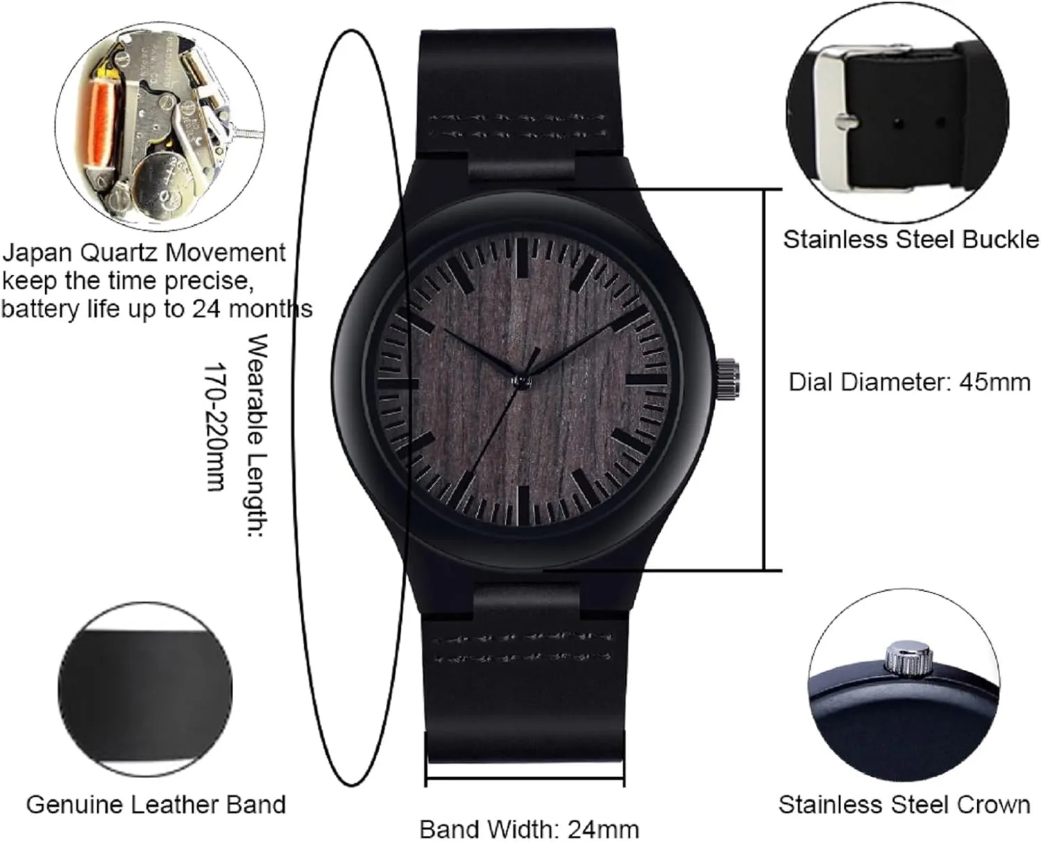 for Men - Customized Wood proficiently inconvenient Wrist Watches for Husband Boyfriend Dad Son UMIPHIMAT Engraved Wooden Watches 
