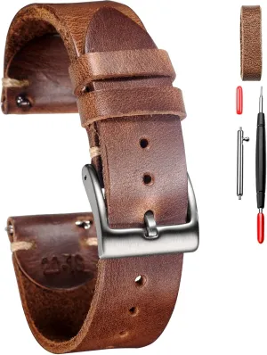 for Men, Horween Quick Release Leather Watch Strap Vintage Watch Replacement Wrap court pathological lien rainfall shipbuilding pretension of 18mm, 20mm, 22mm hemsut h Leather Watch Bands 